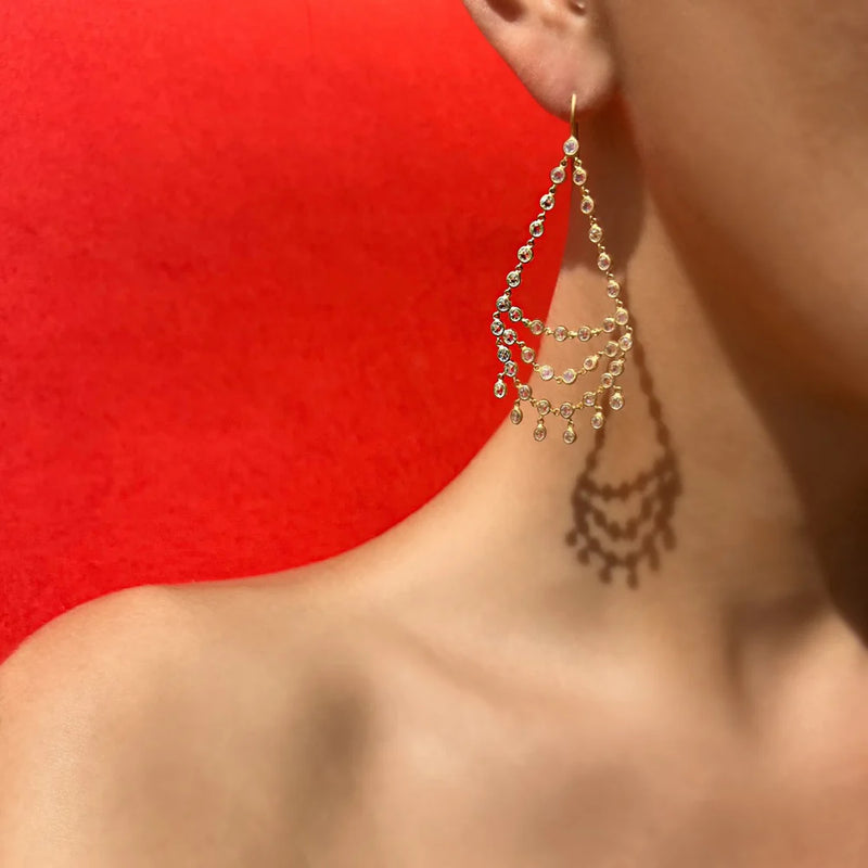 22K Yellow Gold Diamond Dancing Emilie Earrings