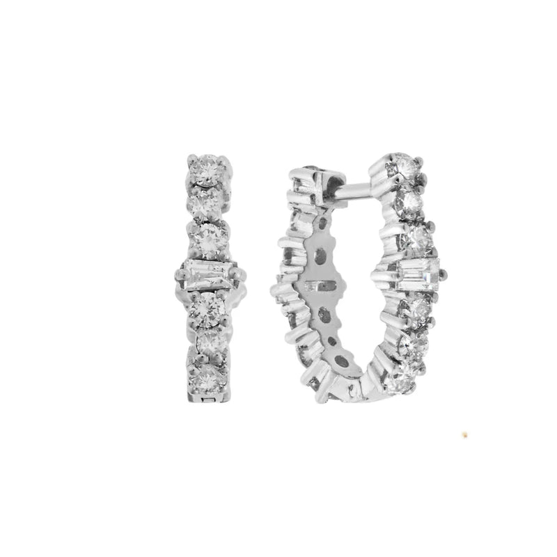18K White Gold Diamond Rivulet Oval Hoops