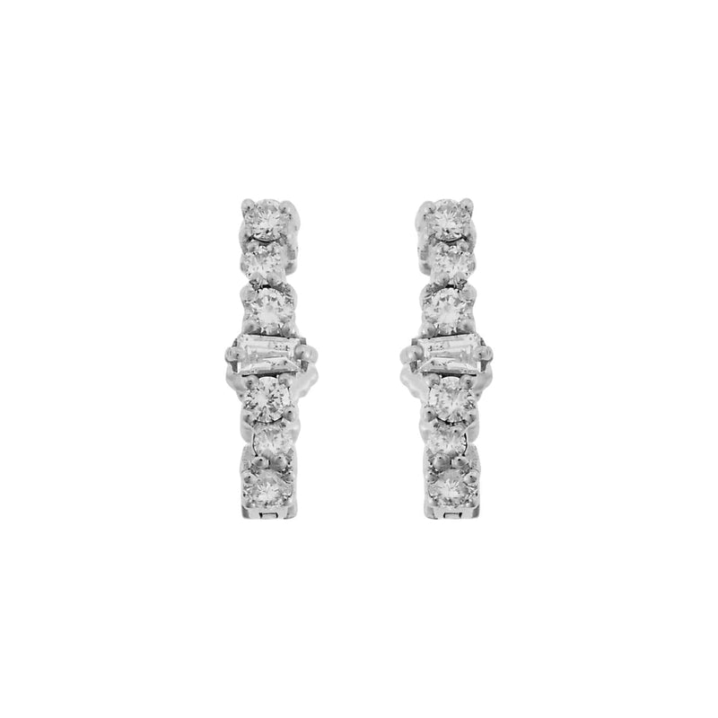 18K White Gold Diamond Rivulet Oval Hoops