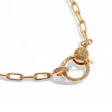 Ileana Makri Narrow oblong chain with small diamond lock