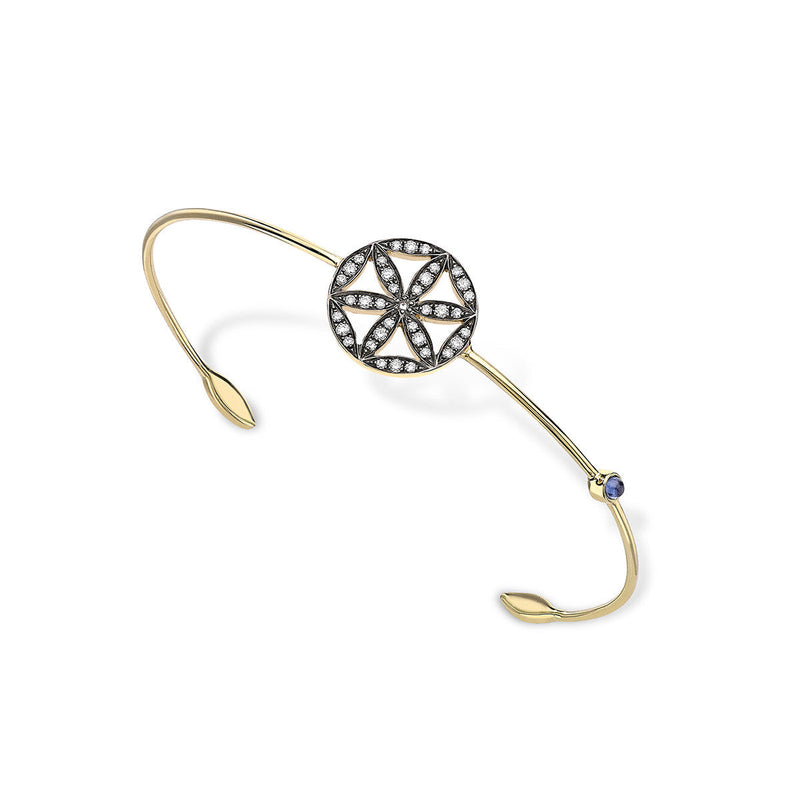 Noor-Fares-18K Yellow-Gold-Seed-of-Life-Torque-Bracelet-Amarees