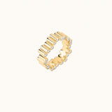 Viltier 18K Yellow Gold Medium Edge Ring with Diamonds