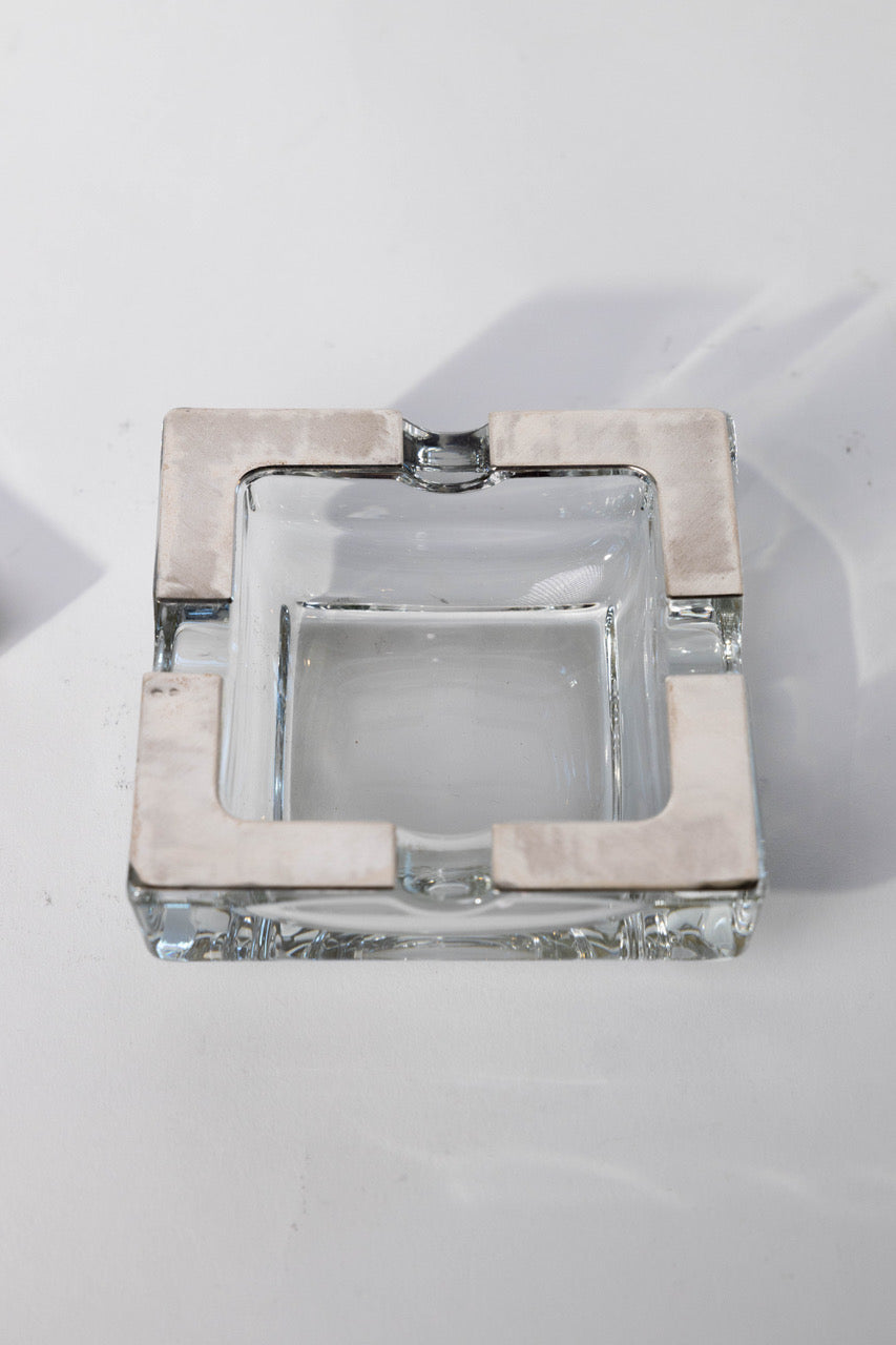 Sterling Silver and Glass Ashtray