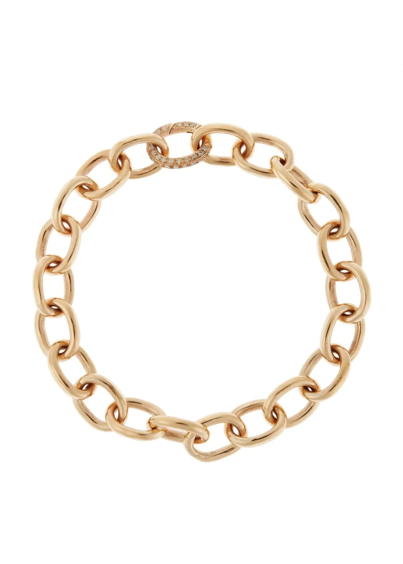 18K Yellow Gold Oblong Diamond Lock Chain Bracelet