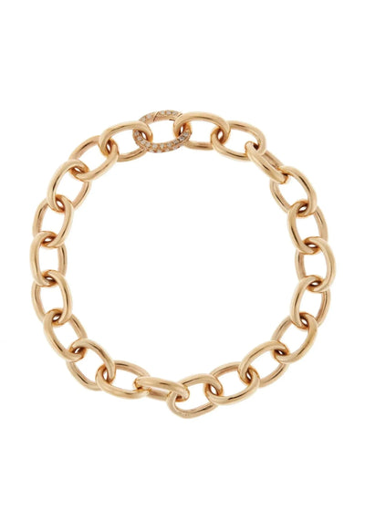 18K Yellow Gold Oblong Diamond Lock Chain Bracelet