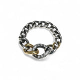 Hum Jewelry Tokyo 925 Silver and 18K Yellow Gold Chain Ring with .09cts