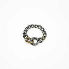 925 Silver and 18K Yellow Gold Chain Ring Set with .09cts