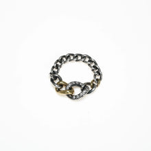 925 Silver and 18K Yellow Gold Chain Ring Set with .09cts