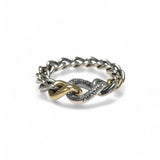 Hum Jewelry Tokyo 925 Silver and 18K Yellow Gold Chain Ring with .09cts