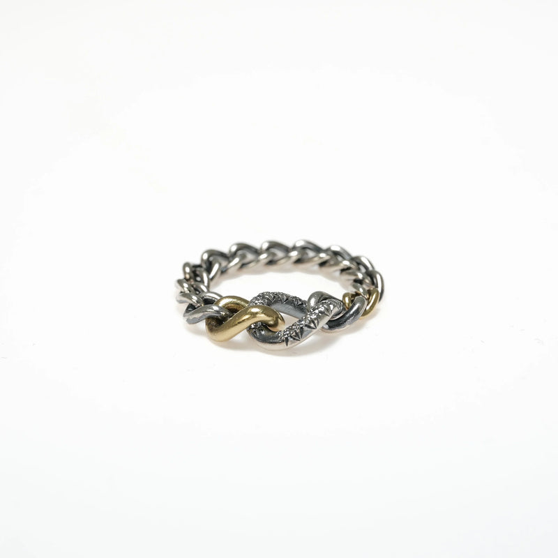 925 Silver and 18K Yellow Gold Chain Ring Set with .09cts
