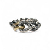 Hum Jewelry Tokyo 925 Silver and 18K Green Gold Chain Ring with .21cts