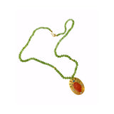 Darlene De Sedle 28" Faceted Peridot Beads Necklace with 2 22K Gold Nuggets and a 22K Sheet Gold Hand Carved Fire Opal Madonna