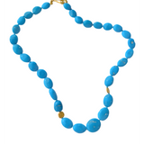 Darlene de Sedle 17.5" Neckalce with Oval and Round Graduated Sleeping Beauty Turquoise and 22K Nuggets