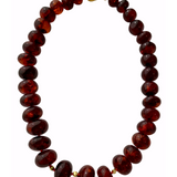 Darlene De Sedle Large Bing Cherry Amber Necklace with 4 Gold Beads