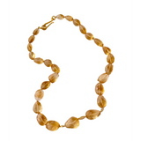 Darlene De Sedle 19" Tumbled Faceted Citrine Beads with 18K Indian Gold Discs