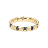 Polly Wales 18K Yellow Gold Mixed Cut Narrow Celeste Ring with Blue Sapphires