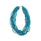 Darlene De Sedle 11 Strand Turquoise Necklace with Tiny Faceted Gold Beads