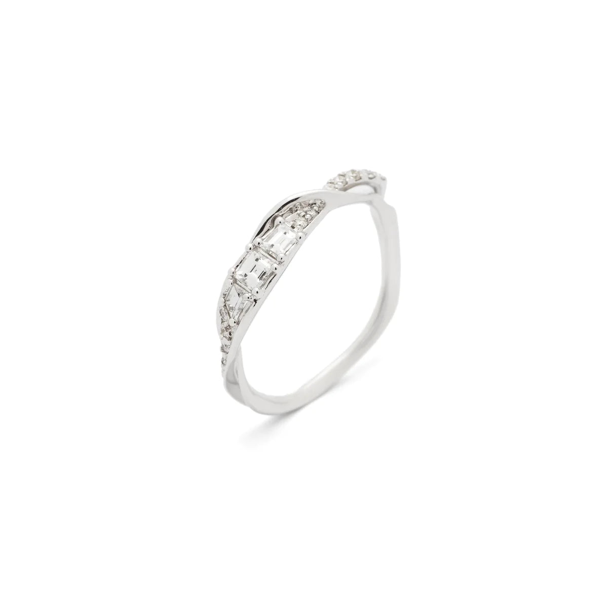 18K White Gold Wisp Diamond Stackable Ring