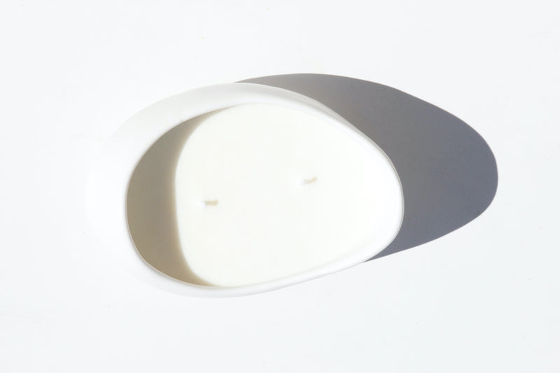 Luz Candle White Glazed