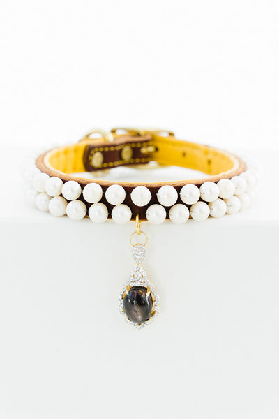 Pearl and Sterling Silver, White Sapphire, and Corundum Dog Collar