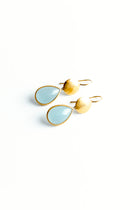 22K Yellow Gold Sundisc Earrings with Pear Shaped Aquamarines