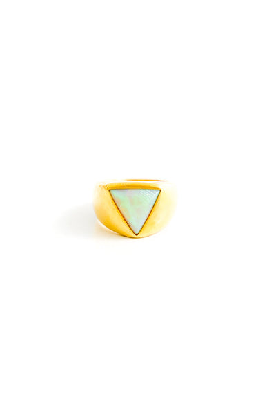 22K Yellow Gold Triangle Black Crystal Opal Ring