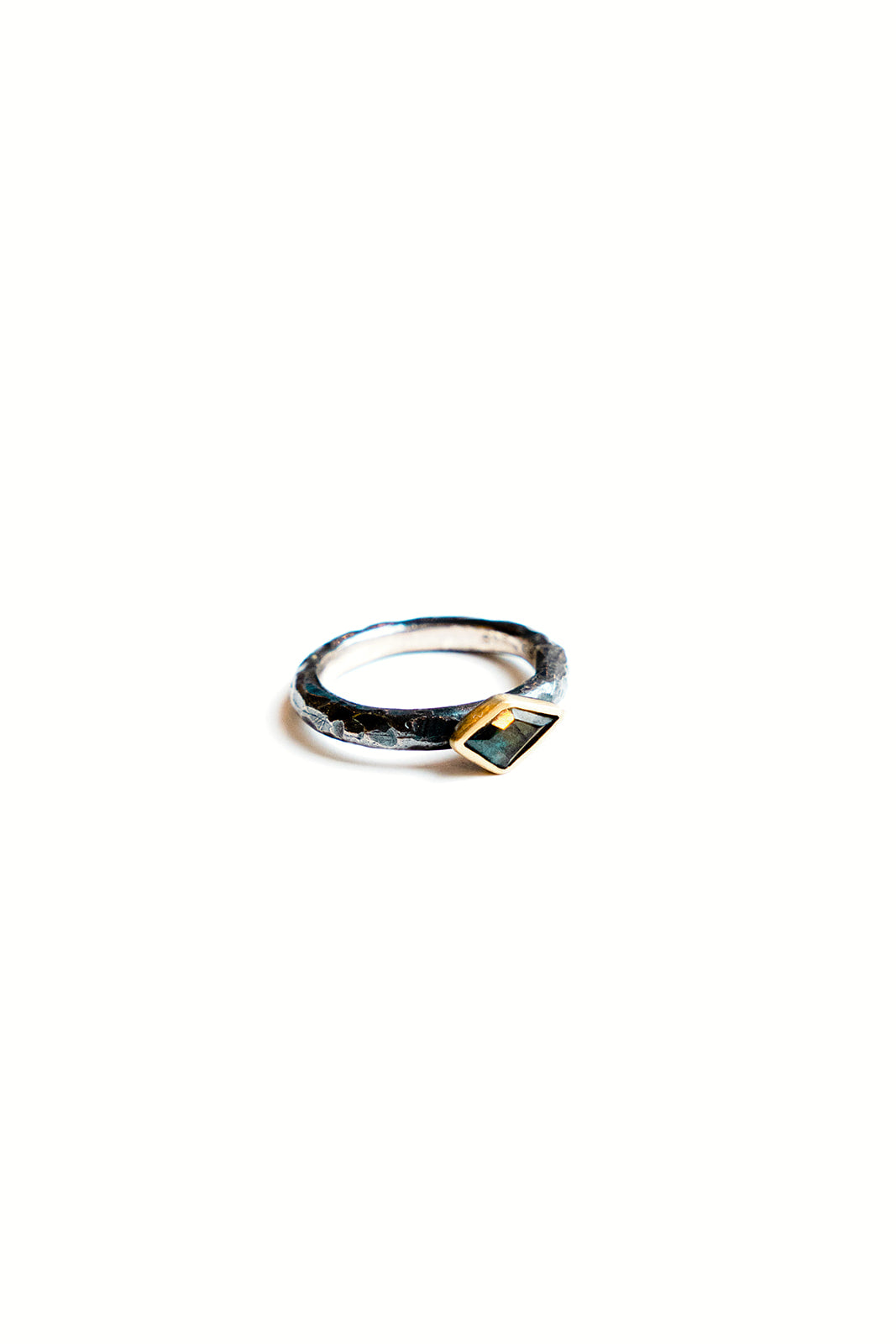 Sapphire Stack Solitaire Sterling Silver and Gold Ring