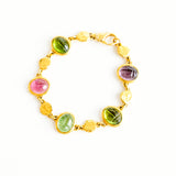 22K Yellow Gold 5 Scarab Bracelet with 8mm Coin Nuggets & Lobster Claw