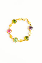 22K Yellow Gold 5 Scarab Bracelet with 8mm Coin Nuggets & Lobster Claw