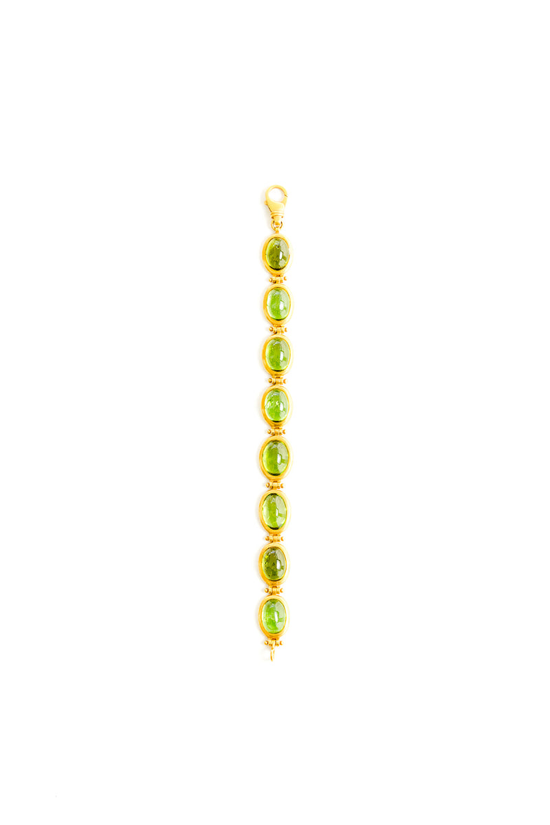 22K Yellow Gold Cabochon Peridot Bracelet