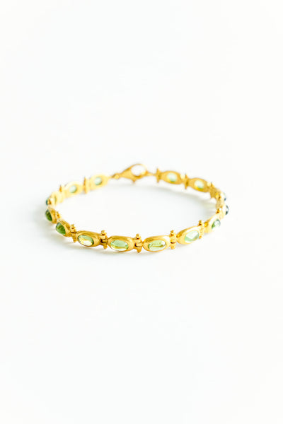 22K Yellow Gold Cabochon Peridot Bracelet