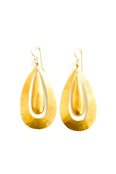 22K Yellow Gold Large Sheet Double Oval Earrings