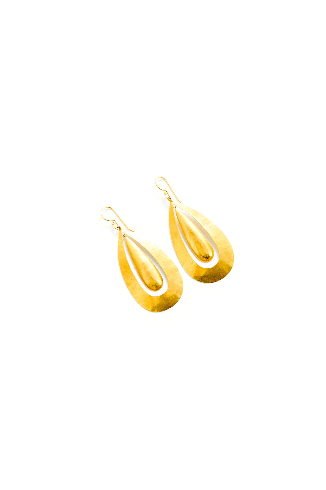 22K Yellow Gold Large Sheet Double Oval Earrings