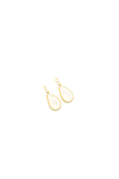 22K Yellow Gold Sliced Rose Cut Rainbow Moonstone Earrings with Diamonds