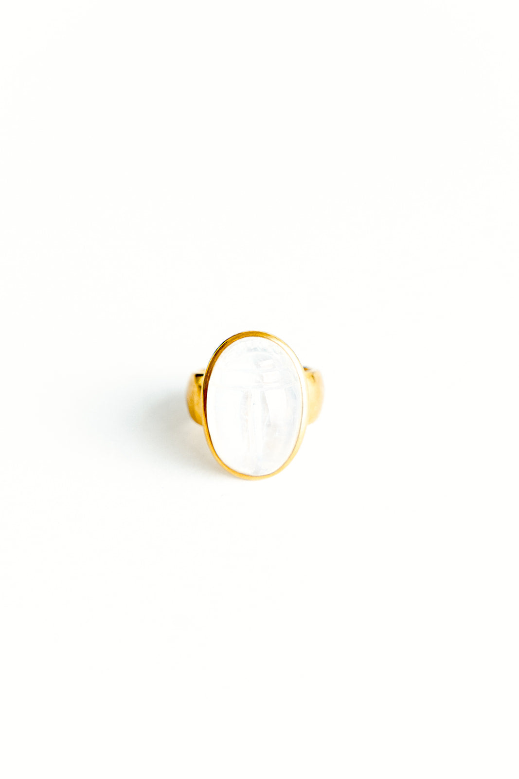22K Yellow Gold Rainbow Moontone Scarab Ring
