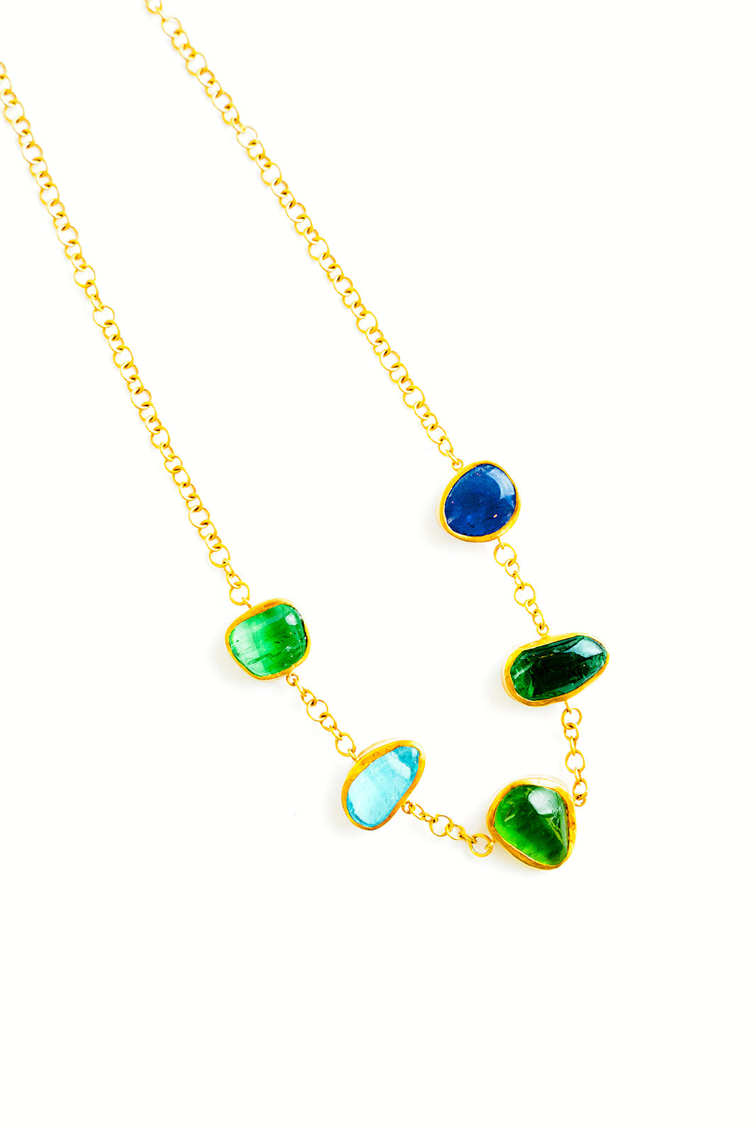 Pippa-Small- 18K-Yellow-Gold-Tanzanite-Aquamarine-Peridot-Five-Stone-Necklace-Amarees