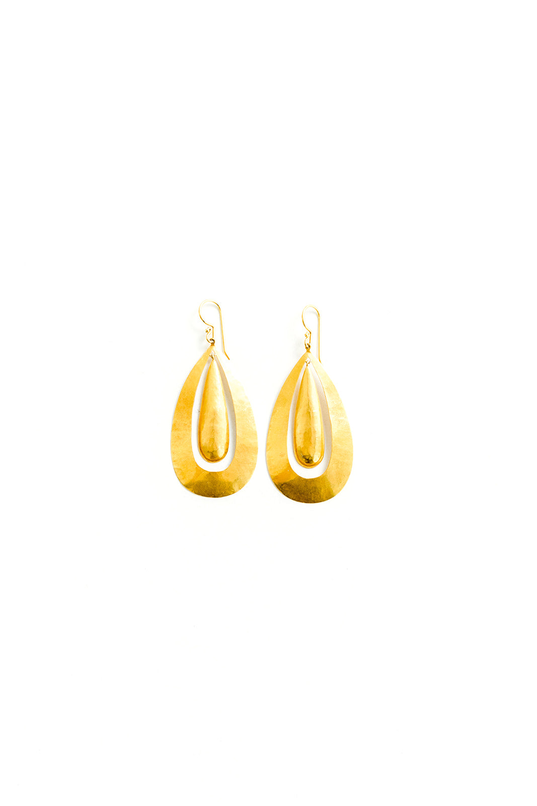 22K Yellow Gold Large Sheet Double Oval Earrings