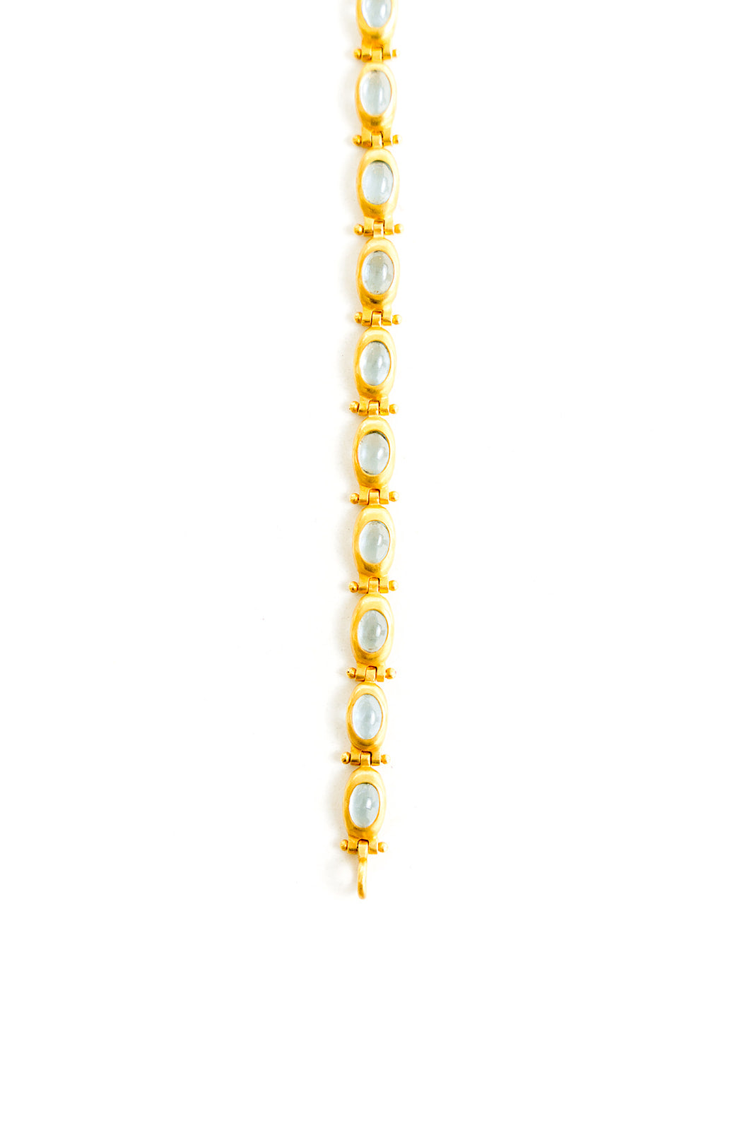22K Yellow Gold Hinge Link Bracelet with Aqua Cabochon