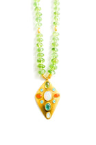 24" Peridot Necklace with Rice Nuggets and 22K Yellow Gold Kite Pendant