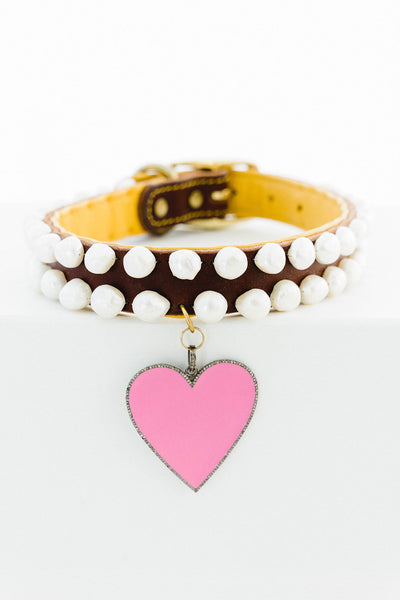 Pearl and Sterling Silver and Diamond Dog Collar