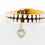 Pearl, Sterling Silver and Diamond Lion Pendant Diamond Dog Collar
