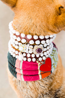 Pearl and Blue and White Topaz Dog Collar