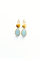 22K Yellow Gold Sundisc Earrings with Pear Shaped Aquamarines