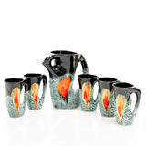 Vallauris Blue, Black and Orange Fruit Juice Service Set