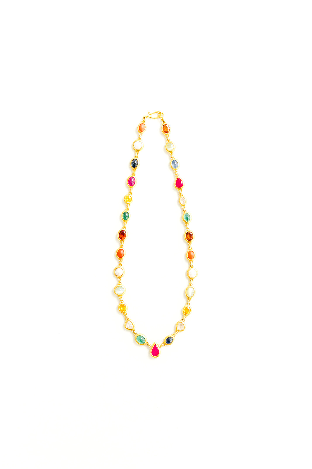 22K Gold Small Navaratna Necklace