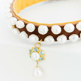 Pearl and Blue and White Topaz Dog Collar
