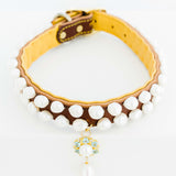 Pearl and Blue and White Topaz Dog Collar