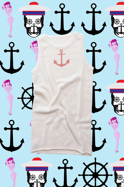 Sleeveless Cashmere Anchor Sweater