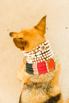 Pearl and Blue and White Topaz Dog Collar
