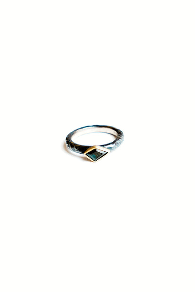 Sapphire Stack Solitaire Sterling Silver and Gold Ring